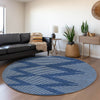Piper Looms Mayfield Geometric AMF1016 Navy Machine Washable Area Rug Round Lifestyle Image Feature