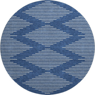 Piper Looms Mayfield Geometric AMF1016 Navy Machine Washable Area Rug Round Main Image