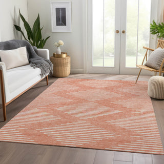 Piper Looms Mayfield Geometric AMF1016 Salmon Machine Washable Area Rug Lifestyle Image Feature