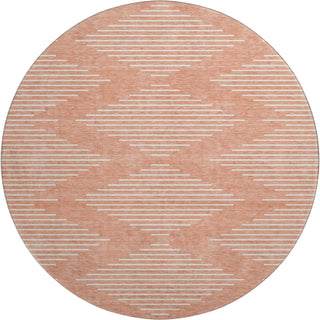 Piper Looms Mayfield Geometric AMF1016 Salmon Machine Washable Area Rug Round Main Image