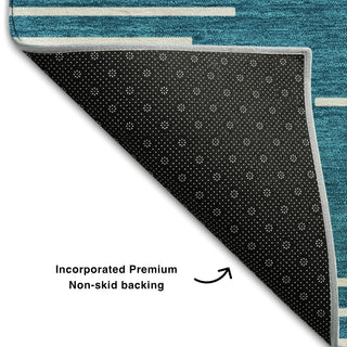 Piper Looms Mayfield Geometric AMF1016 Teal Machine Washable Area Rug Backing Image