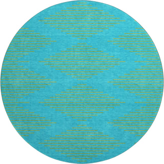 Piper Looms Mayfield Geometric AMF1017 Aqua Machine Washable Area Rug Round Main Image