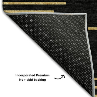 Piper Looms Mayfield Geometric AMF1017 Black Machine Washable Area Rug Backing Image
