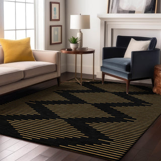 Piper Looms Mayfield Geometric AMF1017 Black Machine Washable Area Rug Lifestyle Image Feature