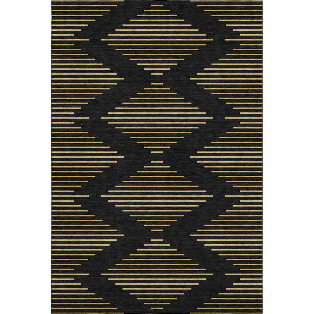 Piper Looms Mayfield Geometric AMF1017 Black Machine Washable Area Rug main image