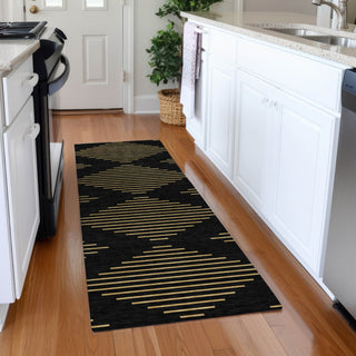 Piper Looms Mayfield Geometric AMF1017 Black Machine Washable Area Rug Runner Lifestyle Image Feature