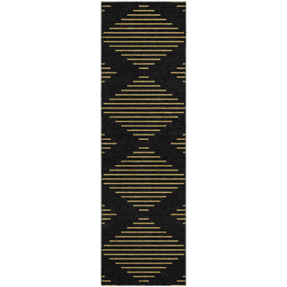 Piper Looms Mayfield Geometric AMF1017 Black Machine Washable Area Rug Runner Main Image