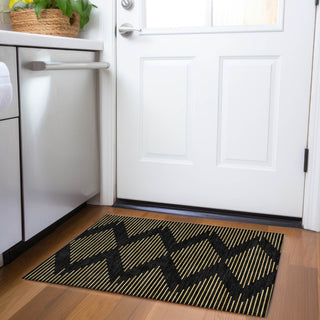 Piper Looms Mayfield Geometric AMF1017 Black Machine Washable Area Rug Scatter Lifestyle Image Feature