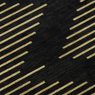 Piper Looms Mayfield Geometric AMF1017 Black Machine Washable Area Rug Swatch Image