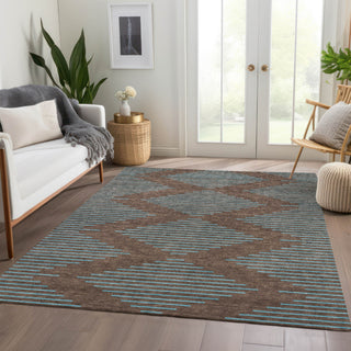 Piper Looms Mayfield Geometric AMF1017 Brown Machine Washable Area Rug Lifestyle Image Feature