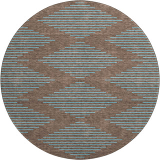 Piper Looms Mayfield Geometric AMF1017 Brown Machine Washable Area Rug Round Main Image