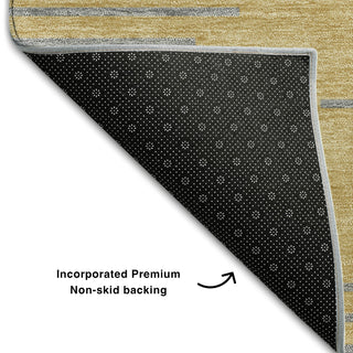 Piper Looms Mayfield Geometric AMF1017 Gold Machine Washable Area Rug Backing Image