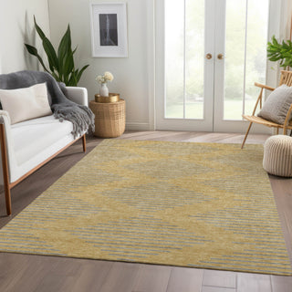 Piper Looms Mayfield Geometric AMF1017 Gold Machine Washable Area Rug Lifestyle Image Feature