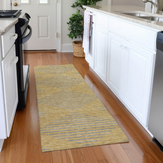 Piper Looms Mayfield Geometric AMF1017 Gold Machine Washable Area Rug Runner Lifestyle Image Feature