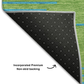 Piper Looms Mayfield Geometric AMF1017 Green Machine Washable Area Rug Backing Image
