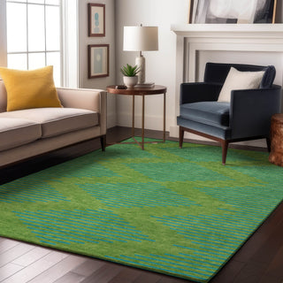 Piper Looms Mayfield Geometric AMF1017 Green Machine Washable Area Rug Lifestyle Image Feature