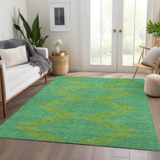Piper Looms Mayfield Geometric AMF1017 Green Machine Washable Area Rug Lifestyle Image Feature
