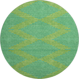 Piper Looms Mayfield Geometric AMF1017 Green Machine Washable Area Rug Round Main Image