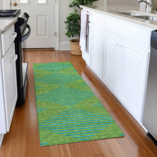 Piper Looms Mayfield Geometric AMF1017 Green Machine Washable Area Rug Runner Lifestyle Image Feature