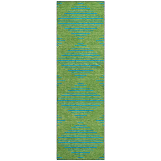 Piper Looms Mayfield Geometric AMF1017 Green Machine Washable Area Rug Runner Main Image