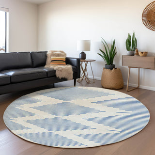 Piper Looms Mayfield Geometric AMF1017 Ivory Machine Washable Area Rug Round Lifestyle Image Feature