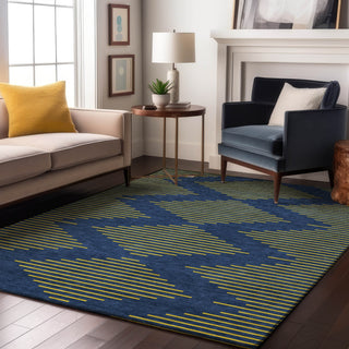 Piper Looms Mayfield Geometric AMF1017 Navy Machine Washable Area Rug Lifestyle Image Feature
