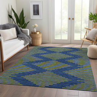 Piper Looms Mayfield Geometric AMF1017 Navy Machine Washable Area Rug Lifestyle Image Feature