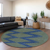 Piper Looms Mayfield Geometric AMF1017 Navy Machine Washable Area Rug Round Lifestyle Image Feature