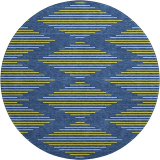 Piper Looms Mayfield Geometric AMF1017 Navy Machine Washable Area Rug Round Main Image