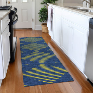 Piper Looms Mayfield Geometric AMF1017 Navy Machine Washable Area Rug Runner Lifestyle Image Feature