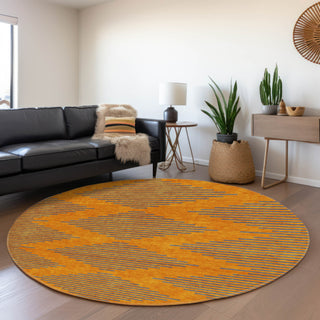Piper Looms Mayfield Geometric AMF1017 Orange Machine Washable Area Rug Round Lifestyle Image Feature
