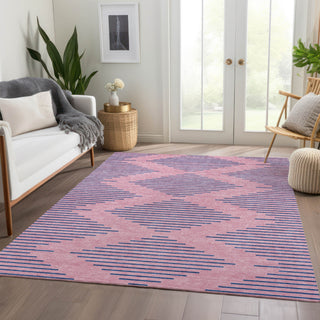 Piper Looms Mayfield Geometric AMF1017 Pink Machine Washable Area Rug Lifestyle Image Feature