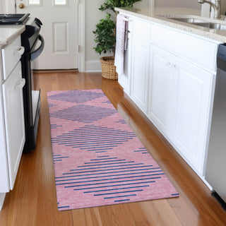 Piper Looms Mayfield Geometric AMF1017 Pink Machine Washable Area Rug Runner Lifestyle Image Feature