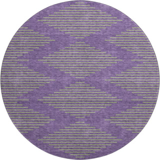 Piper Looms Mayfield Geometric AMF1017 Purple Machine Washable Area Rug Round Main Image