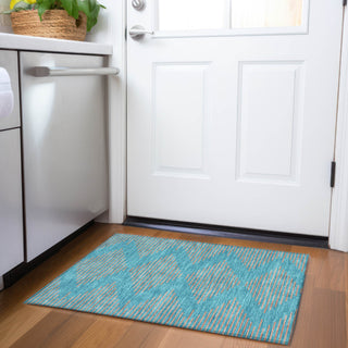 Piper Looms Mayfield Geometric AMF1017 Teal Machine Washable Area Rug Scatter Lifestyle Image Feature
