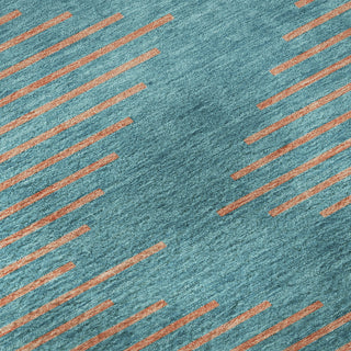 Piper Looms Mayfield Geometric AMF1017 Teal Machine Washable Area Rug Swatch Image
