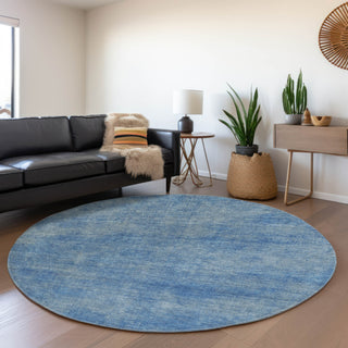 Piper Looms Mayfield Abstract AMF1018 Blue Machine Washable Area Rug Round Lifestyle Image Feature