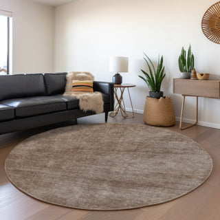 Piper Looms Mayfield Abstract AMF1018 Brown Machine Washable Area Rug Round Lifestyle Image Feature