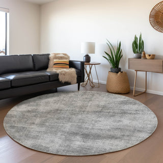Piper Looms Mayfield Abstract AMF1018 Gray Machine Washable Area Rug Round Lifestyle Image Feature