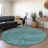 Piper Looms Mayfield Abstract AMF1018 Teal Machine Washable Area Rug Round Lifestyle Image Feature