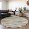 Piper Looms Mayfield Stripes AMF1019 Beige Machine Washable Area Rug Round Lifestyle Image Feature