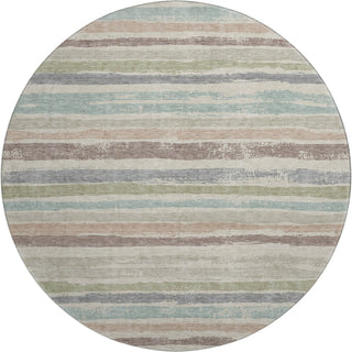 Piper Looms Mayfield Stripes AMF1019 Beige Machine Washable Area Rug Round Main Image