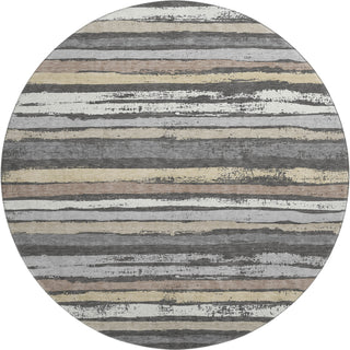 Piper Looms Mayfield Stripes AMF1019 Charcoal Machine Washable Area Rug Round Main Image