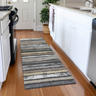 Piper Looms Mayfield Stripes AMF1019 Charcoal Machine Washable Area Rug Runner Lifestyle Image Feature