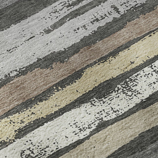 Piper Looms Mayfield Stripes AMF1019 Charcoal Machine Washable Area Rug Swatch Image