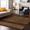 Piper Looms Mayfield Stripes AMF1019 Chocolate Machine Washable Area Rug Lifestyle Image Feature