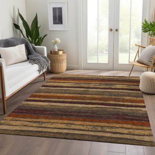 Piper Looms Mayfield Stripes AMF1019 Chocolate Machine Washable Area Rug Lifestyle Image Feature