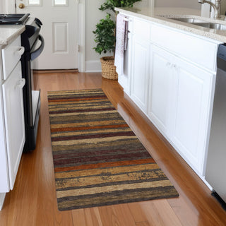 Piper Looms Mayfield Stripes AMF1019 Chocolate Machine Washable Area Rug Runner Lifestyle Image Feature