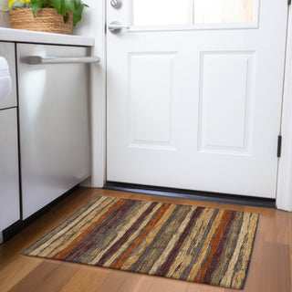 Piper Looms Mayfield Stripes AMF1019 Chocolate Machine Washable Area Rug Scatter Lifestyle Image Feature