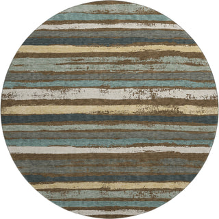 Piper Looms Mayfield Stripes AMF1019 Fudge Machine Washable Area Rug Round Main Image
